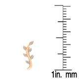 0.10 Carat (ctw) 10K Rose Gold Round Cut White Diamond Ladies leaf shaped Climber Earrings 1/10 CT