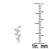 0.10 Carat (ctw) 10K White Gold Round Cut White Diamond Ladies leaf shaped Climber Earrings 1/10 CT