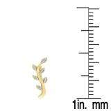 0.10 Carat (ctw) 10K Yellow Gold Round Cut White Diamond Ladies leaf shaped Climber Earrings 1/10 CT