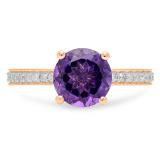 2.45 Carat (ctw) 18K Rose Gold Round Cut Amethyst & White Diamond Ladies Bridal Halo eternity Enagagement ring