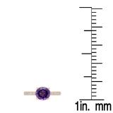 2.45 Carat (ctw) 18K Rose Gold Round Cut Amethyst & White Diamond Ladies Bridal Halo eternity Enagagement ring