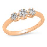0.23 Carat (ctw ) 10K Rose Gold Round White Diamond Ladies Flower Right Hand Ring 1/4 CT