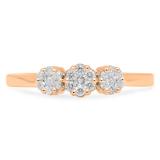 0.23 Carat (ctw ) 10K Rose Gold Round White Diamond Ladies Flower Right Hand Ring 1/4 CT