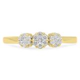 0.23 Carat (ctw ) 10K Yellow Gold Round White Diamond Ladies Flower Right Hand Ring 1/4 CT