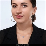 0.90 Carat (ctw) 10K White Gold Round Cut Blue Sapphire And White Diamond Ladies Halo Style Pendant (Silver Chain Included)