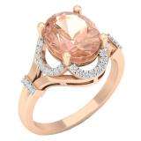 3.15 Carat (ctw) 14K Rose Gold Oval Cut Morganite & Round Cut White Diamond Ladies Bridal Promise Engagement Ring