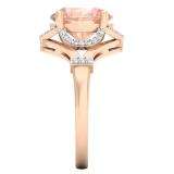 3.15 Carat (ctw) 14K Rose Gold Oval Cut Morganite & Round Cut White Diamond Ladies Bridal Promise Engagement Ring
