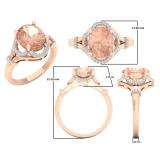 3.15 Carat (ctw) 14K Rose Gold Oval Cut Morganite & Round Cut White Diamond Ladies Bridal Promise Engagement Ring