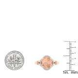 3.15 Carat (ctw) 14K Rose Gold Oval Cut Morganite & Round Cut White Diamond Ladies Bridal Promise Engagement Ring