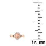 1.60 Carat (ctw) 14K Rose Gold Oval Cut Morganite & Round White Diamond Ladies Halo Style Split Shank Bridal Engagement Ring