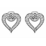 0.20 Carat (ctw) 10K White Gold Round Cut White Diamond Ladies Heart Shape Fashion Stud Earrings 1/5 CT