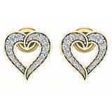 0.20 Carat (ctw) 10K Yellow Gold Round Cut White Diamond Ladies Heart Shape Fashion Stud Earrings 1/5 CT