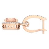 4.20 Carat (ctw) 18K Rose Gold Round Cut Morganite & White Diamond Ladies Dangling Drop Earrings