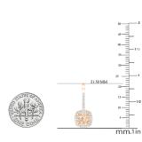 2.25 Carat (ctw) 10K Rose Gold Cushion Cut Morganite & Round White Diamond Ladies Dangling Drop Earrings 2 1/4 CT