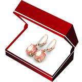 6.10 Carat (ctw) 14K Rose Gold Oval Morganite & Round White Diamond Ladies Dangling Drop Earrings