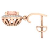 1.80 Carat (ctw) 10K Rose Gold Round Cut Morganite & White Diamond Ladies Dangling Drop Earrings 1 3/4 CT