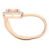 1.20 Carat (ctw) 10K Rose Gold Oval Morganite & Round White Diamond Ladies Dangling Drop Earrings 1 1/5 CT