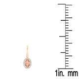 1.20 Carat (ctw) 10K Rose Gold Oval Morganite & Round White Diamond Ladies Dangling Drop Earrings 1 1/5 CT