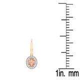 1.20 Carat (ctw) 18K Rose Gold Oval Cut Morganite & Round Cut White Diamond Ladies Halo Style Dangling Drop Earrings