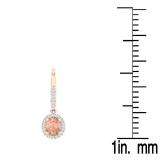 2.30 Carat (ctw) 18K Rose Gold Oval Cut Morganite & Round Cut White Diamond Ladies Halo Style Dangling Drop Earrings