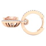 2.50 Carat (ctw) 18K Rose Gold Heart Cut Morganite & Round Cut White Diamond Ladies Heart Dangling Drop Earrings 2 1/2 CT