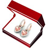 2.50 Carat (ctw) 18K Rose Gold Heart Cut Morganite & Round Cut White Diamond Ladies Heart Dangling Drop Earrings 2 1/2 CT