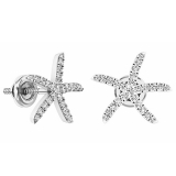0.25 Carat (ctw) 10K White Gold Round White Diamond Ladies Starfish Earrings 1/4 CT