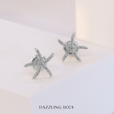 0.25 Carat (ctw) 10K White Gold Round White Diamond Ladies Starfish Earrings 1/4 CT