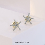 0.25 Carat (ctw) 18K Yellow Gold Round White Diamond Ladies Starfish Earrings 1/4 CT