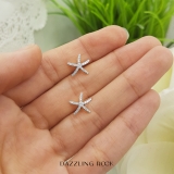 0.25 Carat (ctw) 18K Yellow Gold Round White Diamond Ladies Starfish Earrings 1/4 CT