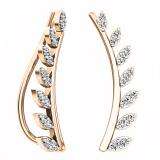 0.25 Carat (ctw) 10K Rose Gold Round Cut White Diamond Ladies Leaf Shaped Climber Earrings