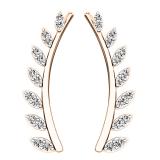 0.25 Carat (ctw) 10K Rose Gold Round Cut White Diamond Ladies Leaf Shaped Climber Earrings