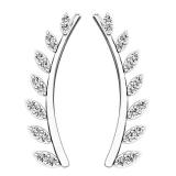 0.25 Carat (ctw) 10K White Gold Round Cut White Diamond Ladies Leaf Shaped Climber Earrings