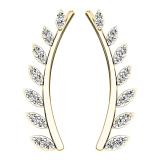 0.25 Carat (ctw) 10K Yellow Gold Round Cut White Diamond Ladies Leaf Shaped Climber Earrings