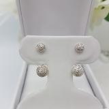 0.55 Carat (ctw) Sterling Silver Round White Diamond Ladies Cluster Stud Earrings Jackets Set 1/2 CT