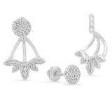 0.30 Carat (ctw) Sterling Silver Round White Diamond Ladies Cluster Stud Earrings Jackets Set 1/3 CT