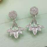 0.30 Carat (ctw) Sterling Silver Round White Diamond Ladies Cluster Stud Earrings Jackets Set 1/3 CT