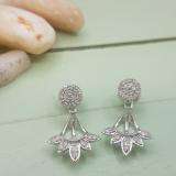 0.30 Carat (ctw) Sterling Silver Round White Diamond Ladies Cluster Stud Earrings Jackets Set 1/3 CT