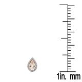 0.95 Carat (ctw) 14K Rose Gold Pear Cut Morganite & Round Cut White Diamond Ladies Halo Stud Earrings