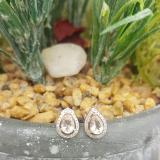 0.95 Carat (ctw) 14K Rose Gold Pear Cut Morganite & Round Cut White Diamond Ladies Halo Stud Earrings