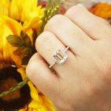 1.95 Carat (ctw) 10K Rose Gold Emerald Cut Morganite & Round Cut White Diamond Ladies Bridal Halo Style Engagement Ring