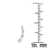 0.12 Carat (ctw) 10K White Gold Round Cut White Diamond Ladies leaf shaped Climber Earrings