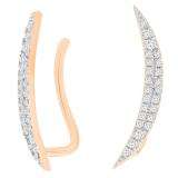 0.25 Carat (ctw) 10K Rose Gold Round Cut White Diamond Ladies Climber Earrings 1/4 CT