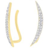 0.25 Carat (ctw) 10K Yellow Gold Round Cut White Diamond Ladies Climber Earrings 1/4 CT
