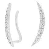 0.25 Carat (ctw) 14K White Gold Round Cut White Diamond Ladies Climber Earrings 1/4 CT