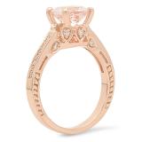 1.80 Carat (ctw) 10K Rose Gold Round Morganite & White Diamond Ladies Bridal Engagement Ring 1 3/4 CT