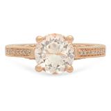 1.80 Carat (ctw) 10K Rose Gold Round Morganite & White Diamond Ladies Bridal Engagement Ring 1 3/4 CT