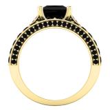 5.15 Carat (ctw) 10K Yellow Gold Princess & Round Cut Black & Pink Cubic Zirconia Ladies Bridal Engagement Ring With Matching Band Set