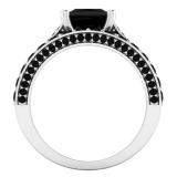 5.15 Carat (ctw) 18K White Gold Princess & Round Cut Black & Pink Cubic Zirconia Ladies Bridal Engagement Ring With Matching Band Set