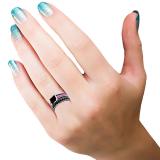 5.15 Carat (ctw) 18K White Gold Princess & Round Cut Black & Pink Cubic Zirconia Ladies Bridal Engagement Ring With Matching Band Set